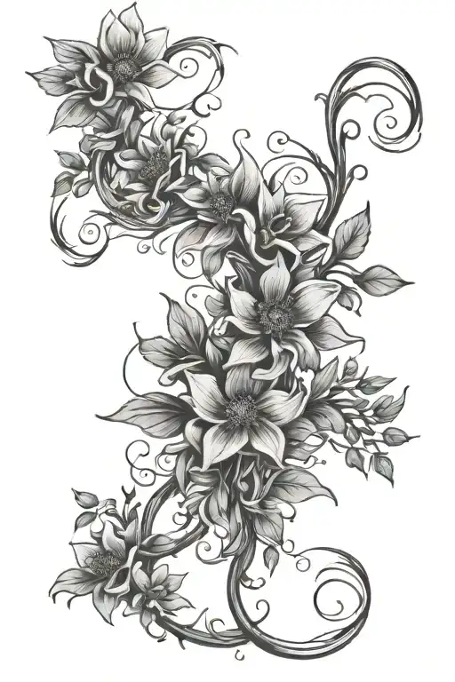 Spine tattoo with tangled flowers  tattoo design idea