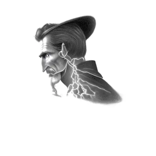 nikola tesla but Raiden from Mortal Kombat tattoo design idea