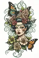 flower butterfly medusa head tattoo design idea