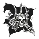 skeleton hand holding flowers  tattoo design idea