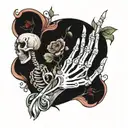 skeleton hand holding flowers  tattoo design idea