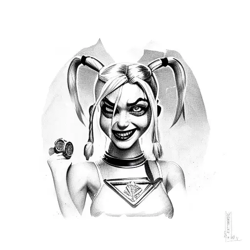 Harley Quinn lucky charm tattoo design idea