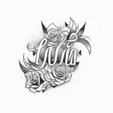 The name "Maya" written with flowers as fonts tattoo design idea