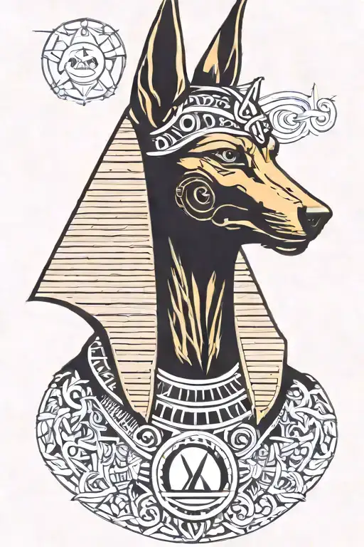 anubis, year of the dog, all-seeing eye, ancient Egyptian symbols tattoo design idea