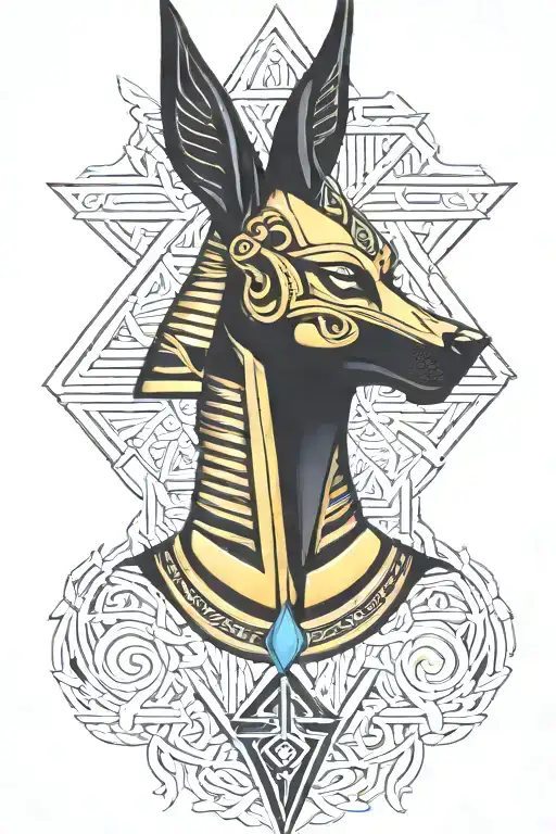 anubis, year of the dog, all-seeing eye, ancient  tattoo design idea