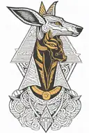 anubis, year of the dog, all-seeing eye, ancient  tattoo design idea