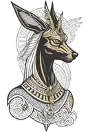 anubis, year of the dog, all-seeing eye, ancient  tattoo design idea