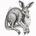 An Australian kangaroo with a metal music twist, maybe wearing a leather jacket tattoo design idea