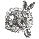 An Australian kangaroo with a metal music twist, maybe wearing a leather jacket tattoo design idea