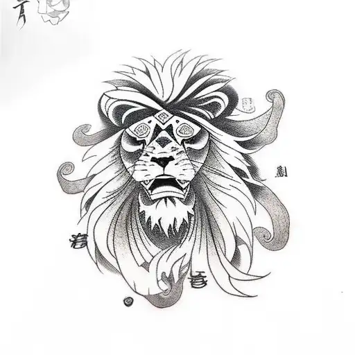 lion wearing kabuto tattoo design idea