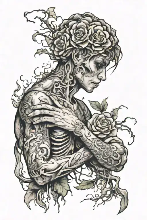 depression with overthinking and selfharm dark theme tattoo design idea