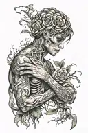 depression with overthinking and selfharm dark theme tattoo design idea