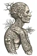 depression with overthinking and selfharm dark theme tattoo design idea