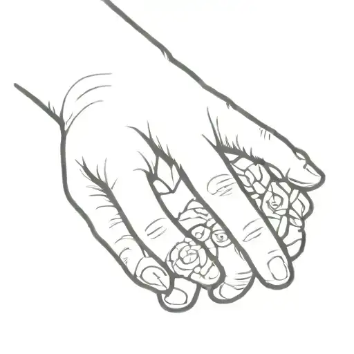 A minimalist tattoo of a youthful hand reaching out towards an elephant, representing the teacher's dedication to guiding and nurturing young minds tattoo design idea