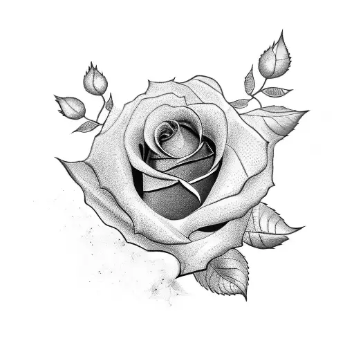 full black and red ink, Rose tattoo design idea