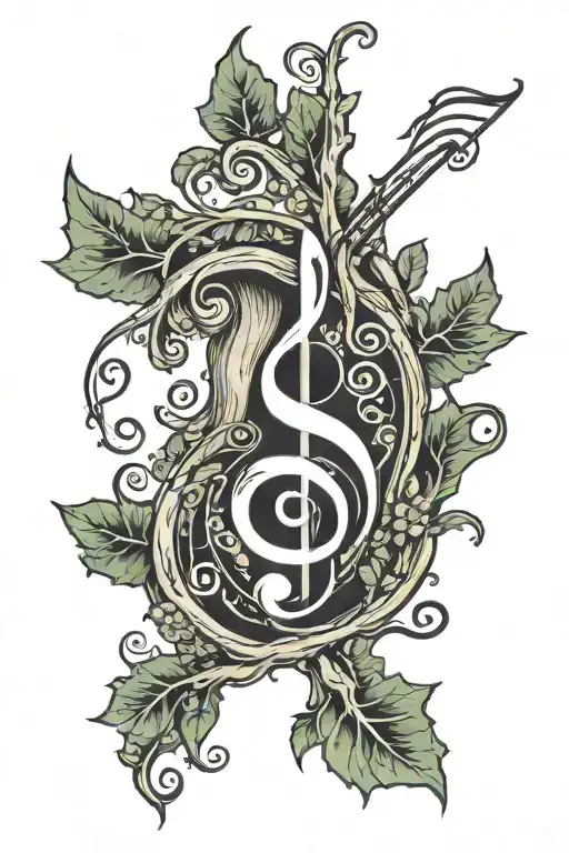 bass clef tree trunk with music not leaves  tattoo design idea