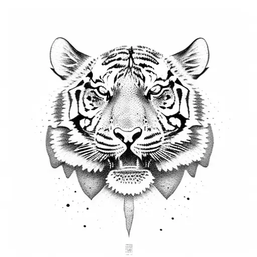 scared tiger with an eagle tattoo design idea
