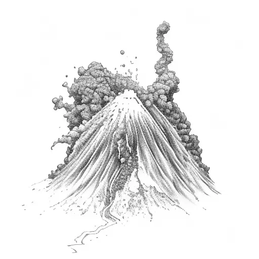 volcano erupting tattoo design idea