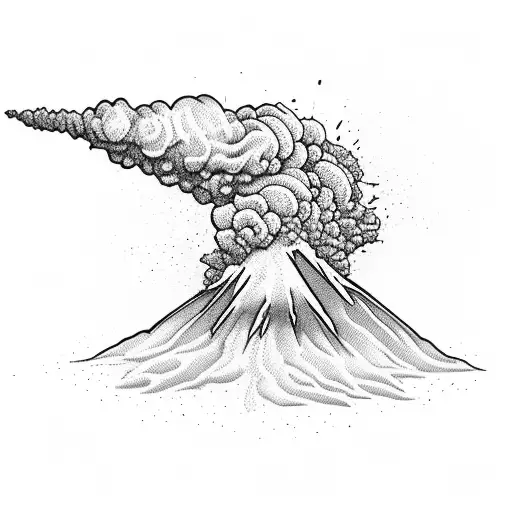volcano erupting the words pura vida tattoo design idea