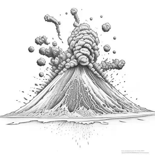 volcano erupting tattoo design idea