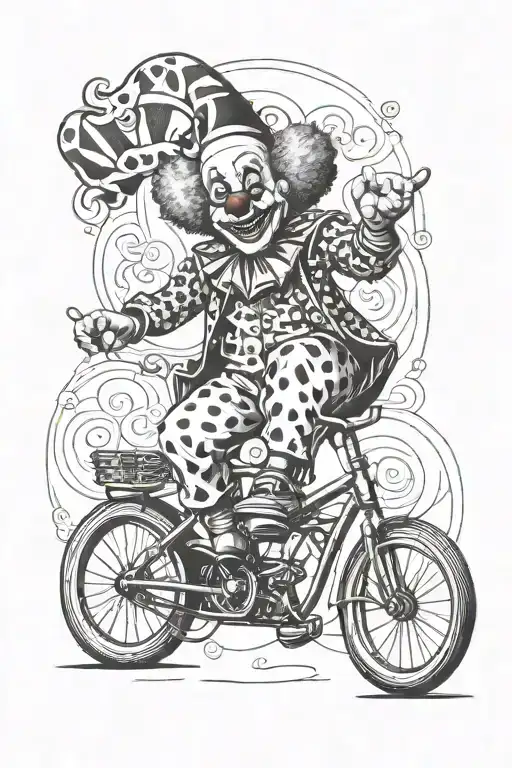 a clown on a tricycle tattoo design idea