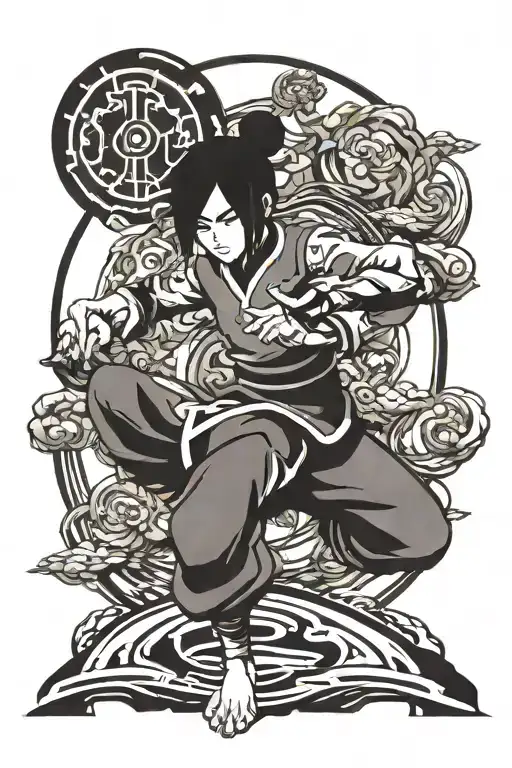 Toph Beifong bending earth tattoo design idea