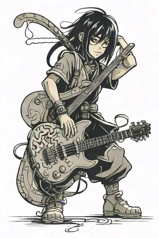 Toph Beifong earth bending a bass guitar tattoo design idea