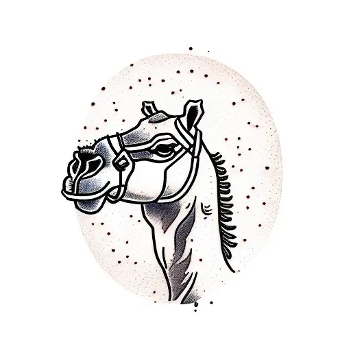 camel in the desert  tattoo design idea