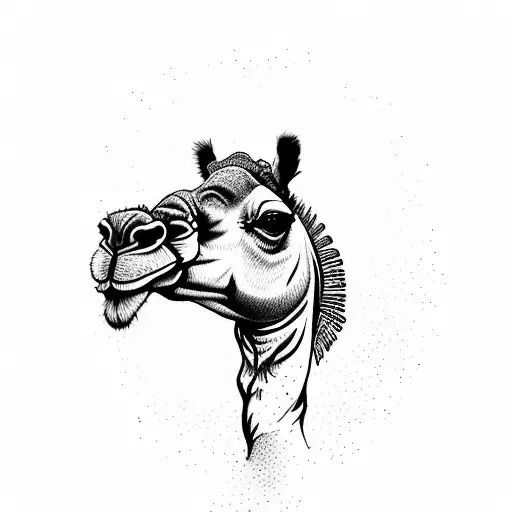 camel in the desert  tattoo design idea