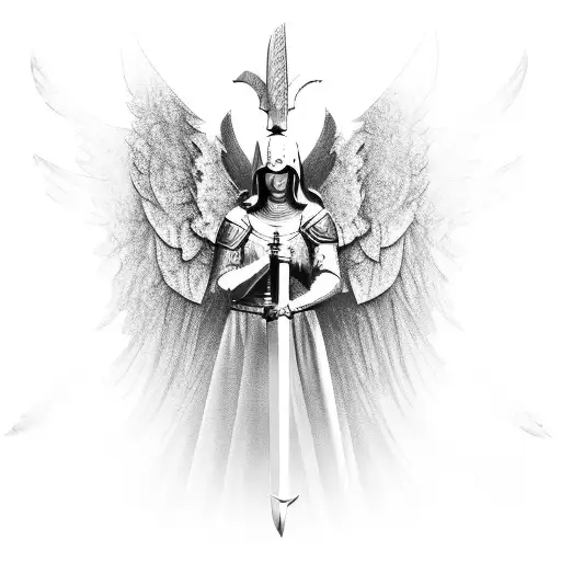  medieval  warrior angel  tattoo design idea