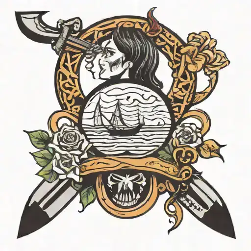 ax floating passage tattoo design idea