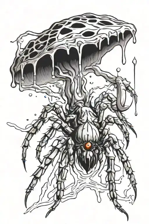 spider dripping poison from mouth tattoo design idea