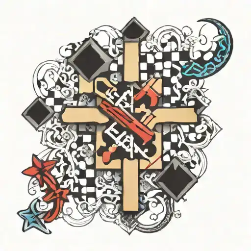 crossword puzzle and puzzle pieces tattoo design idea