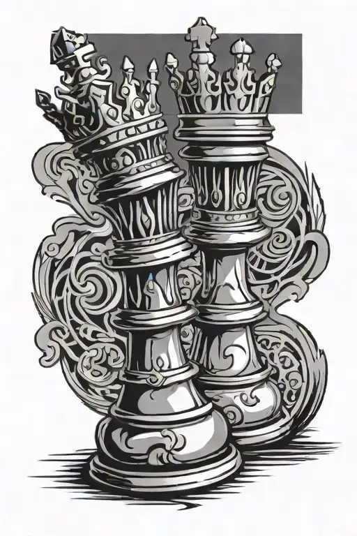 king and Queen chess piece number 28 inside tattoo design idea