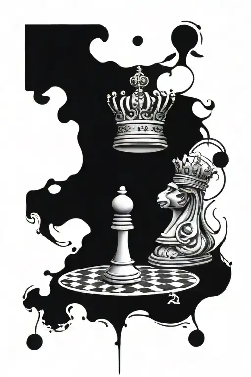 king and Queen chess number 28 inside   tattoo design idea