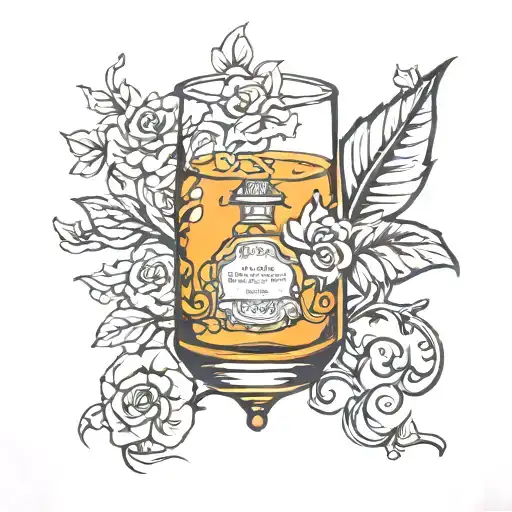ode to bourbon glass tattoo design idea