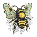 sea shell bumble bee tattoo design idea