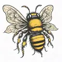 sea shell bumble bee tattoo design idea
