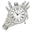 skeleton fingers with Roman numerals clock and family forever saying  tattoo design idea