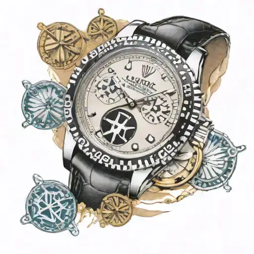 Rolex watch sand dollar coin and money symbols incorporated tattoo design idea