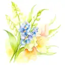 Bouquet Of Lily Of The Valley, Larkspur, Gladiolus, Asters, And Chrysanthemum Flowers tattoo design idea