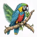 macaw with coconut tree venezuela flag intertwined tattoo design idea