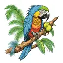 macaw with coconut tree venezuela flag intertwined tattoo design idea