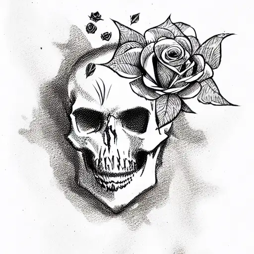 Skull and Roses tattoo design idea