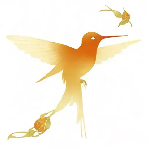 humming bird black red roses with musical banner wrapped around tattoo design idea