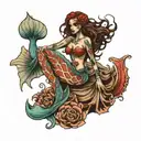 skeleton mermaid tattoo design idea