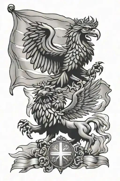 bull and eagle flag Poland tattoo design idea