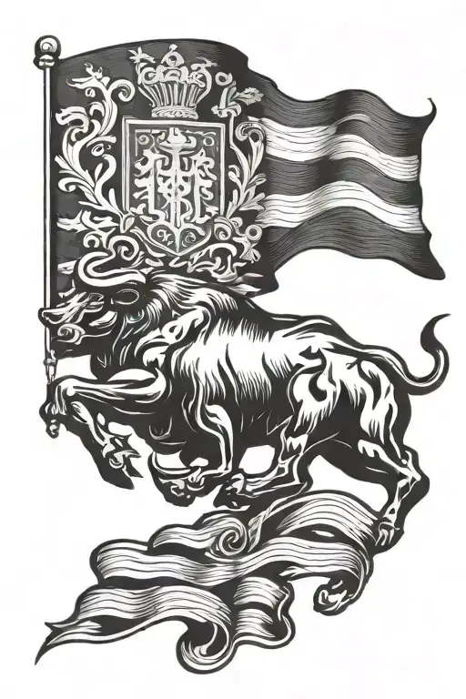 bull and flag Poland tattoo design idea
