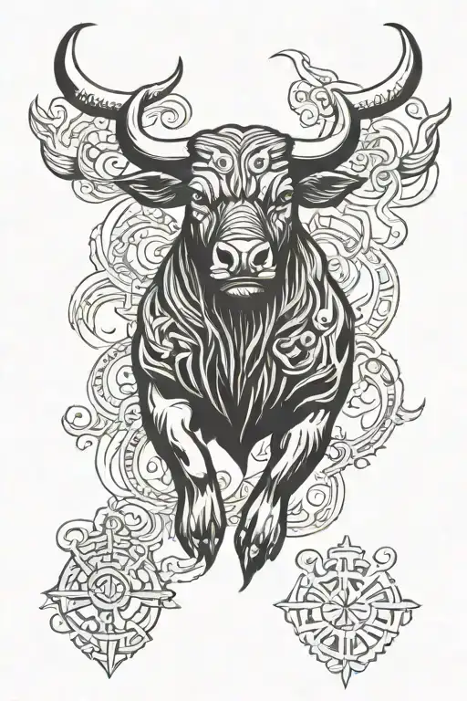 bull with polish imperial eagle tattoo design idea