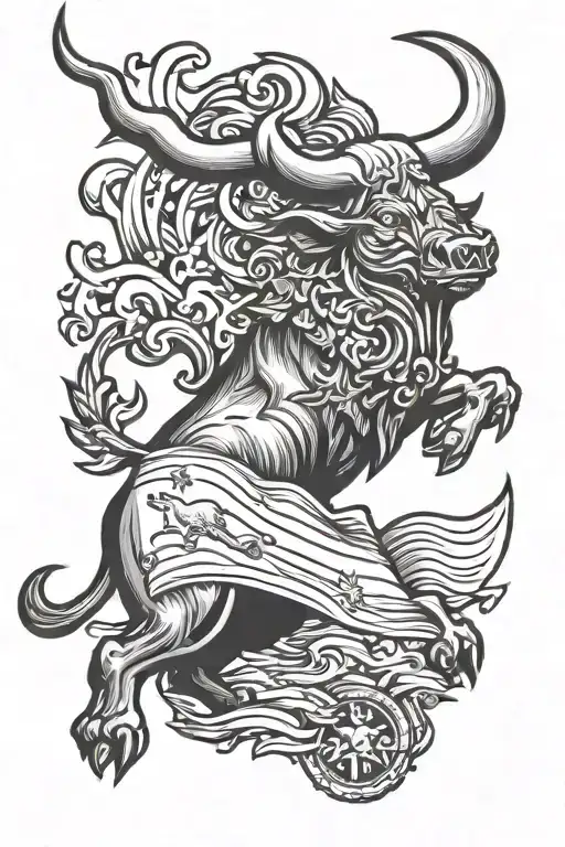 bull and flag Poland tattoo design idea